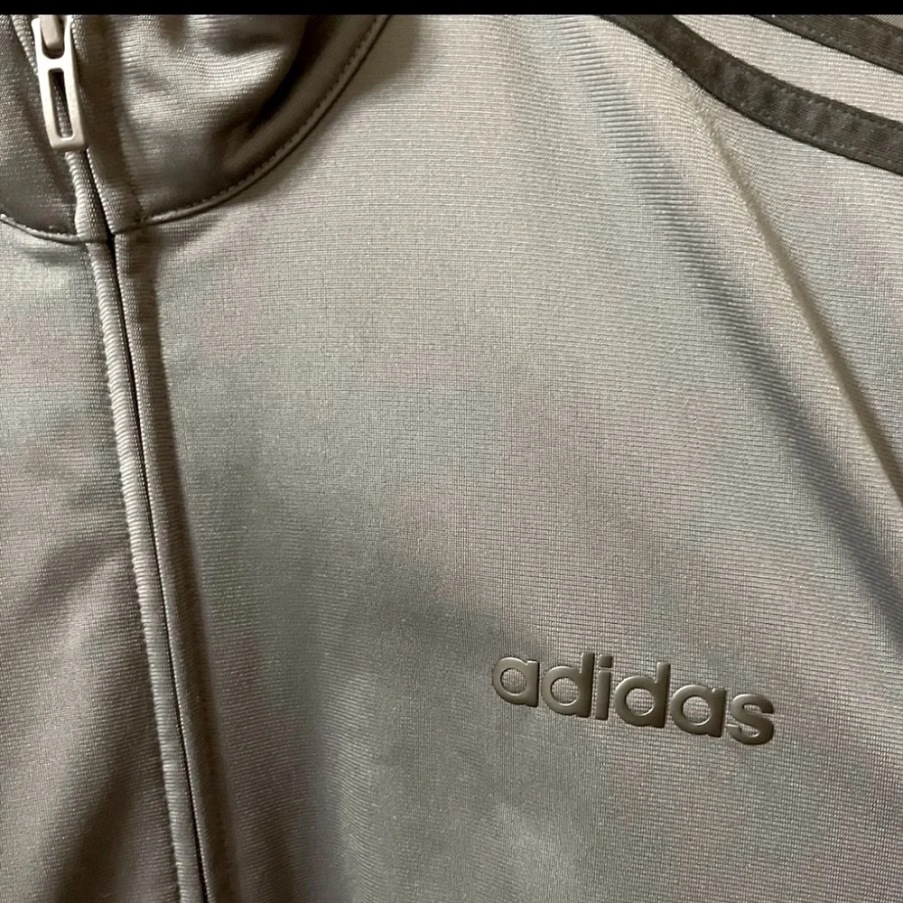 Adidas Originals Grey Black Stripes Track Top Full Zip Jacket Mens Sz XL